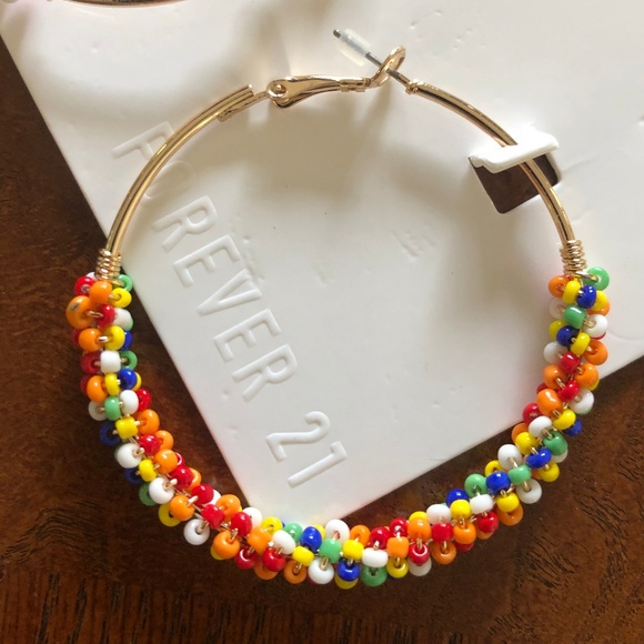 NWT, Colorful mini bead hoop earrings - Picture 5 of 7